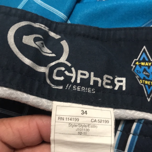 Quicksilver blue plaid surfer shorts‎ swim trunks size 34 excellent condition - Picture 6 of 7